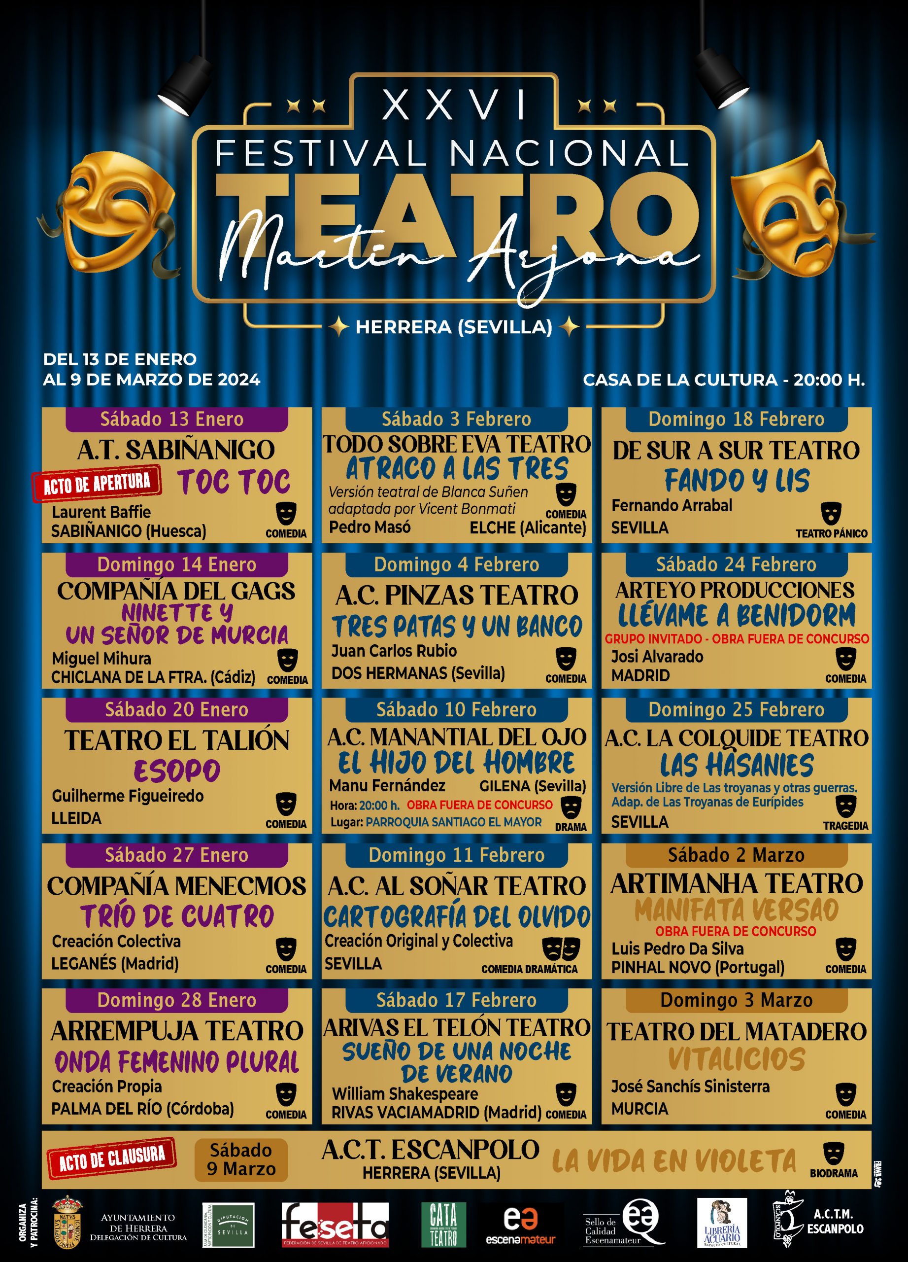 Programación XXVI Festival Nacional de Teatro Martín Arjona 2024 de